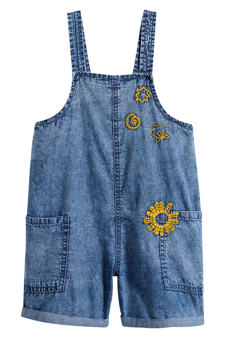 Embroidered Denim Overalls, Main, color, CHAMBRAY