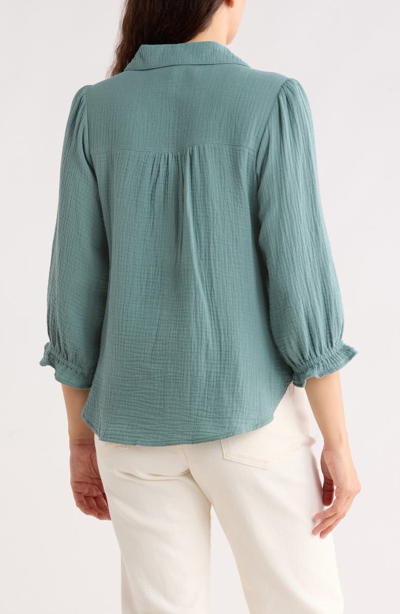 Trove New York Sunset Cotton Gauze Button-Up Shirt, Alternate, color, Dusty Jade