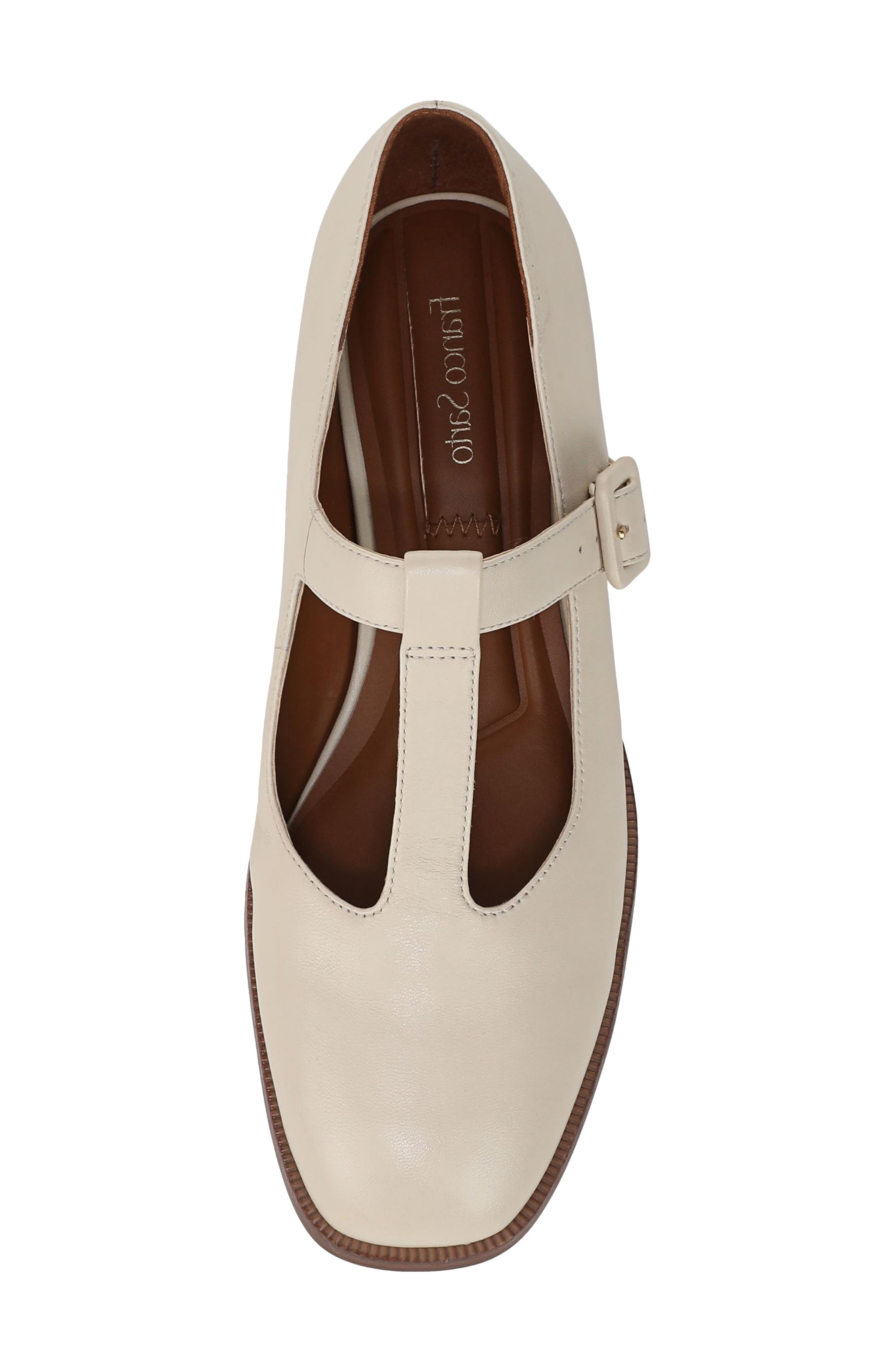 Franco Sarto Kenley T-Strap Flat, Alternate, color, Ivory White