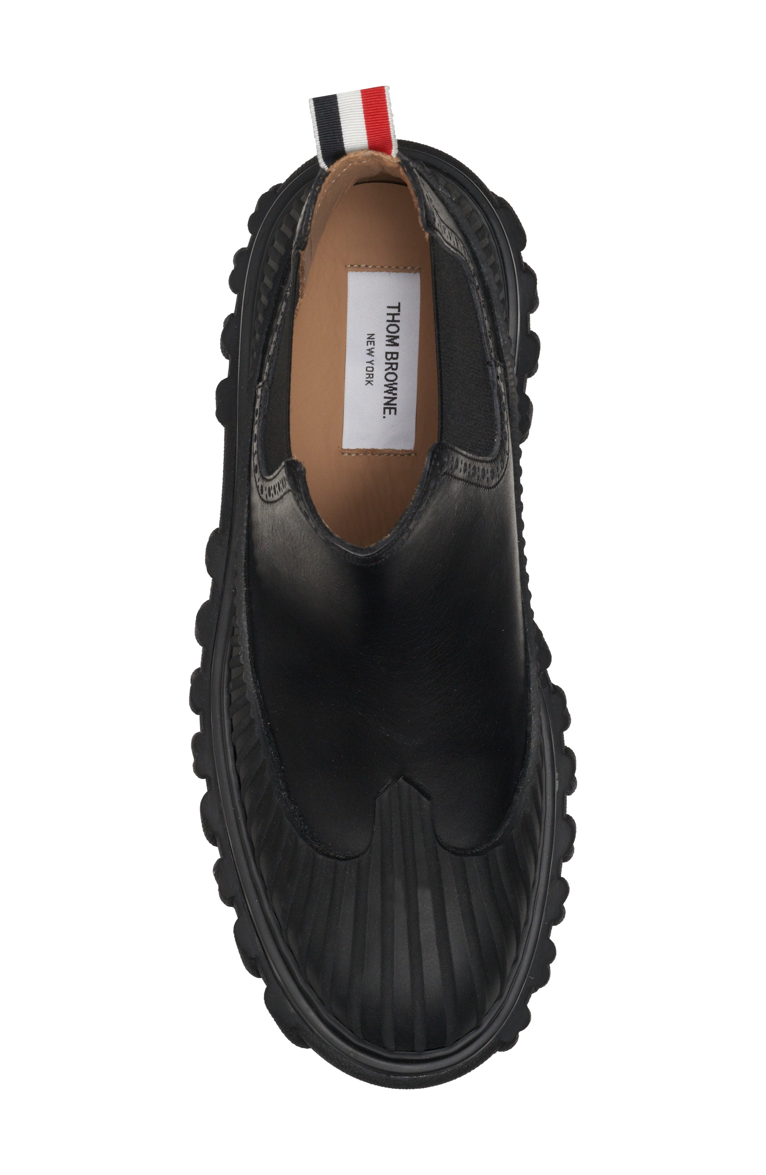 Thom Browne Brogued Chelsea Duck Boot, Alternate, color, Black