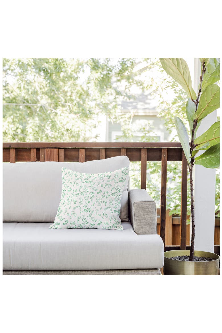 LouBruzzoni Romantic Green Throw Pillow, Alternate, color, WHITE