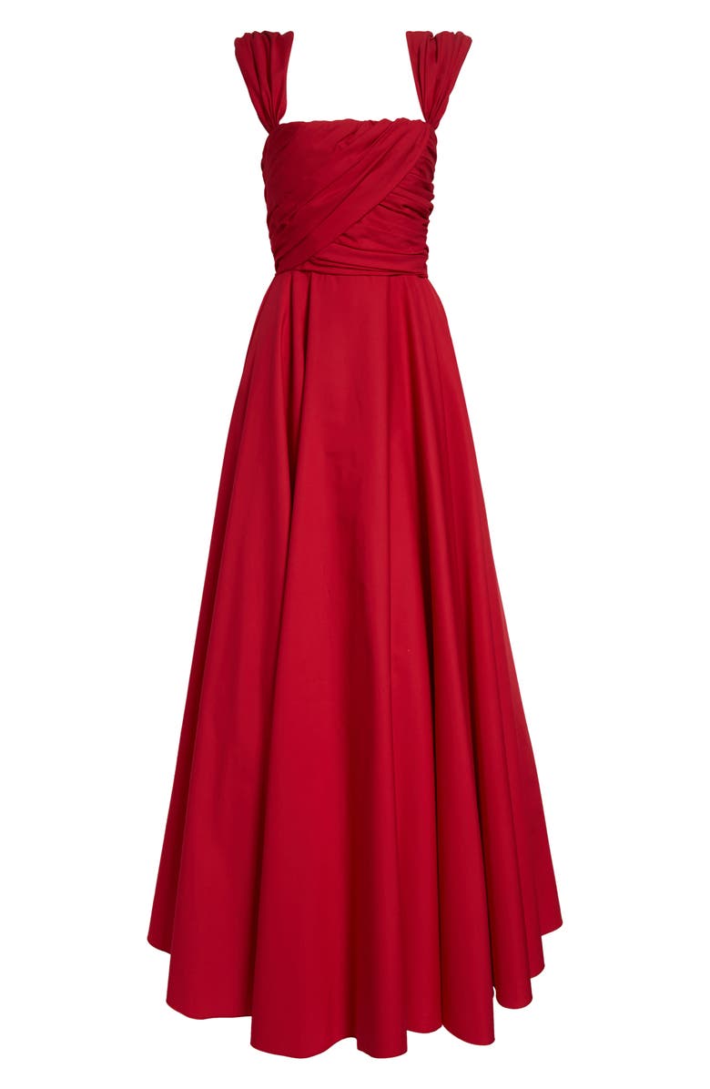 Giambattista Valli Convertible Neckline Cotton Poplin Ballgown, Alternate, color, Red