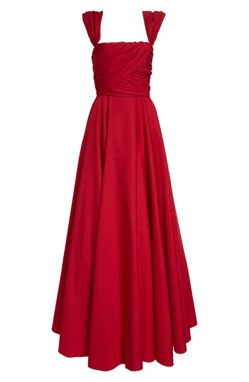 Giambattista Valli Convertible Neckline Cotton Poplin Ballgown In Red