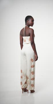 Sable Costamar Linen-blend Halter Wide-leg Jumpsuit