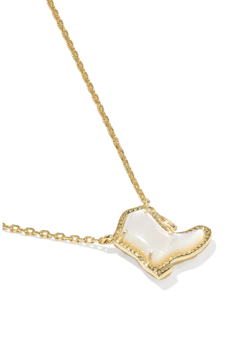 Drill Team Boot Pendant Necklace, Alternate, color, GOLD IVORY MOTHER OF PEARL