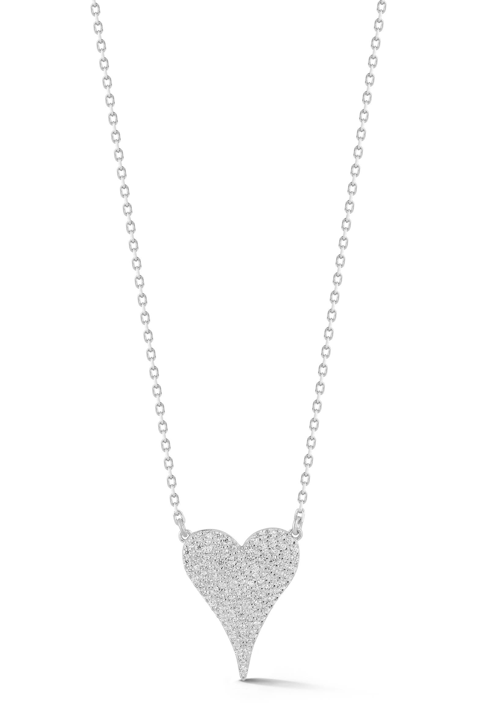 39 44 SPHERA MILANO Sterling Silver Pavé Heart Pendant Necklace (Women ...