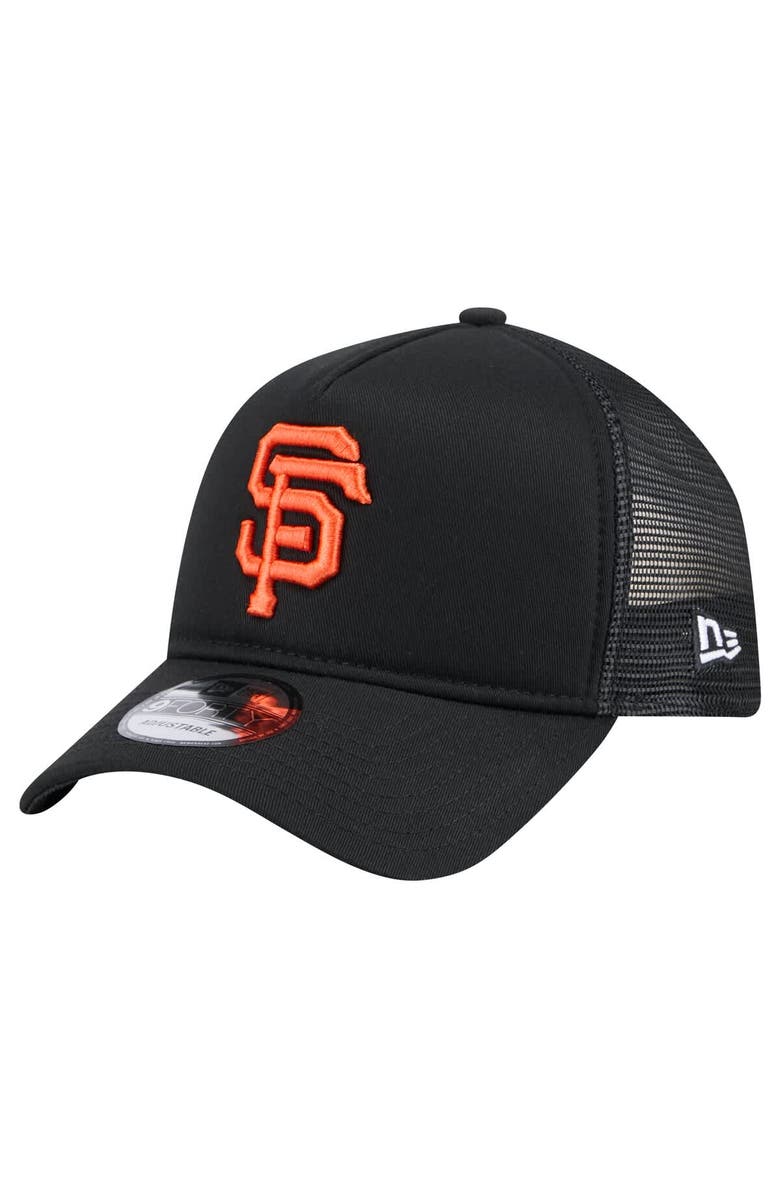 New Era Men's New Era Black San Francisco Giants 9FORTY A-Frame Trucker Adjustable Hat, Main, color, Black