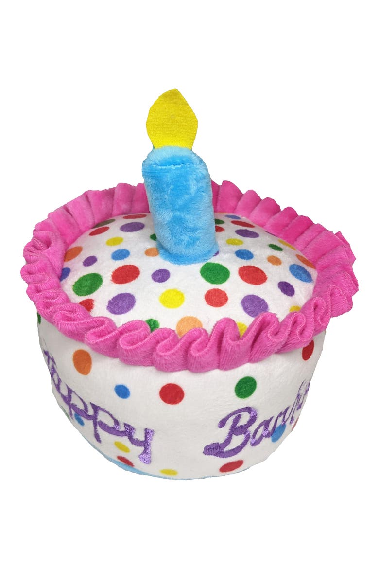 Happy Bark Birthday Cake Plush Dog Toy, Main, color, PINK