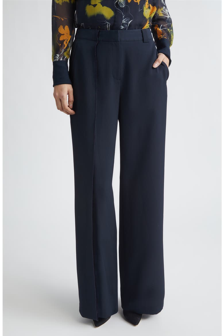 Pintuck Straight Leg Cady Trousers, Main, color, ULTRA NAVY