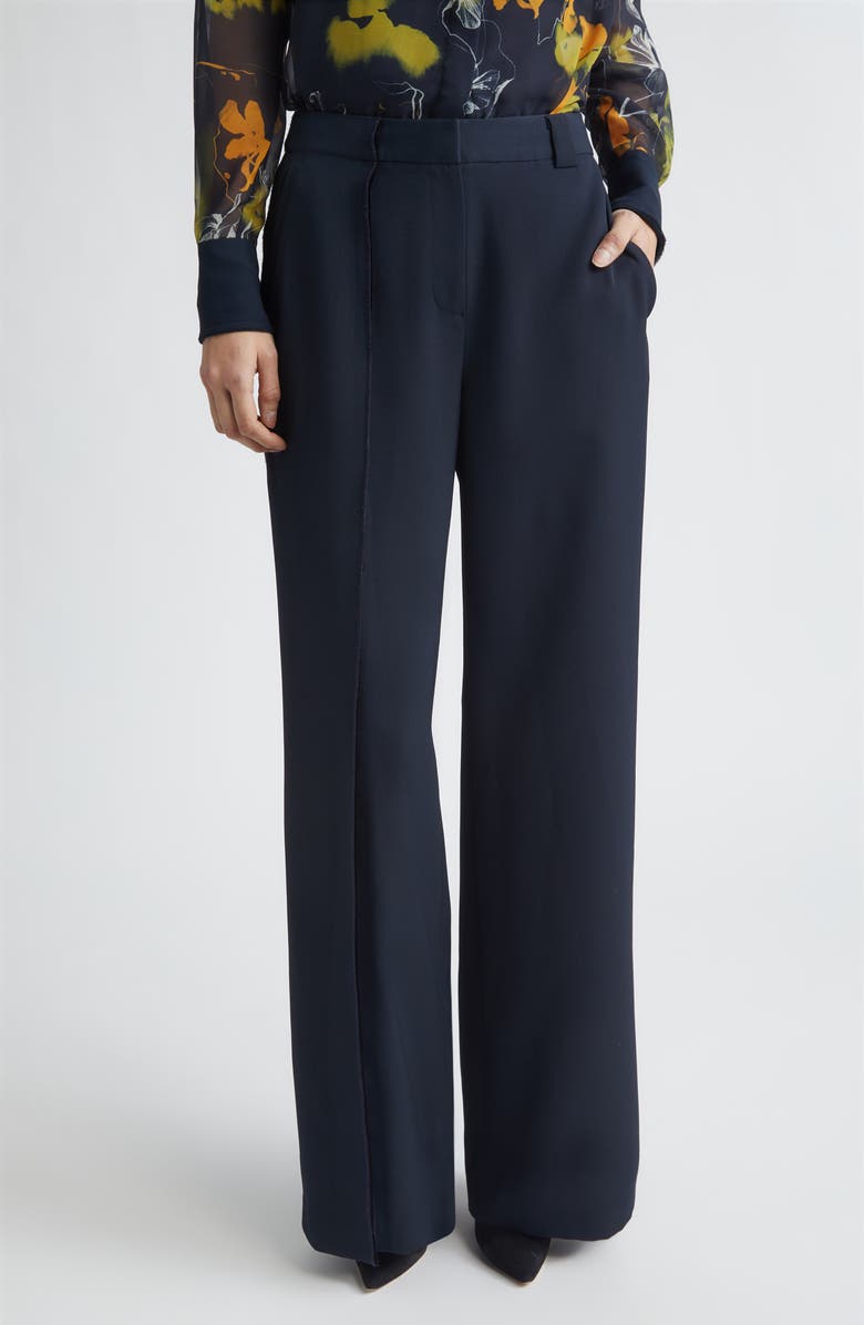 Jason Wu Collection Pintuck Straight Leg Cady Trousers, Main, color, Ultra Navy