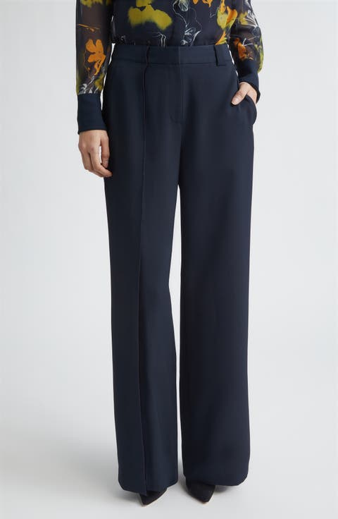 Pintuck Straight Leg Cady Trousers