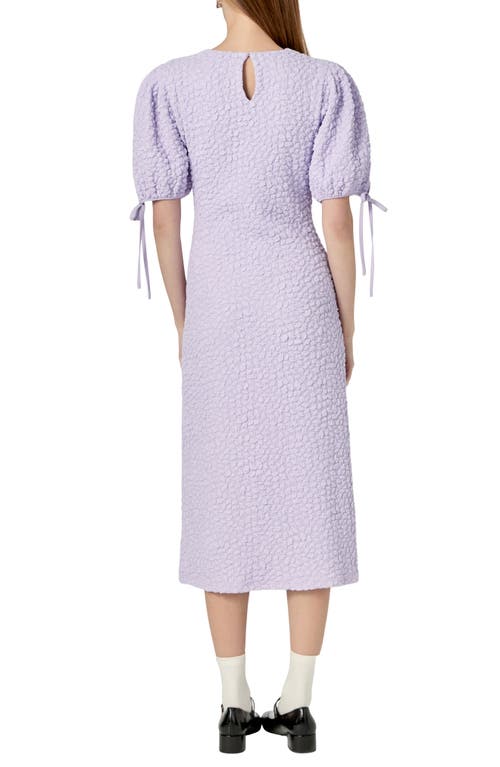 ENGLISH FACTORY ENGLISH FACTORY TEXTURED PUFF SLEEVE MIDI DRESS