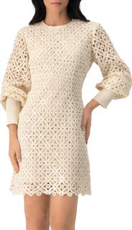 IVONNE Embroidered Crochet Mini Dress with Sequin Detailing