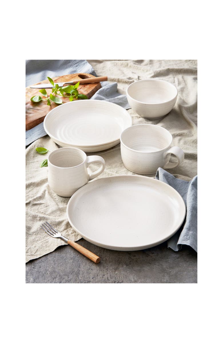 tag Loft Speckled Reactive Glaze Stoneware Dinner Plate Matte White, Alternate, color, White