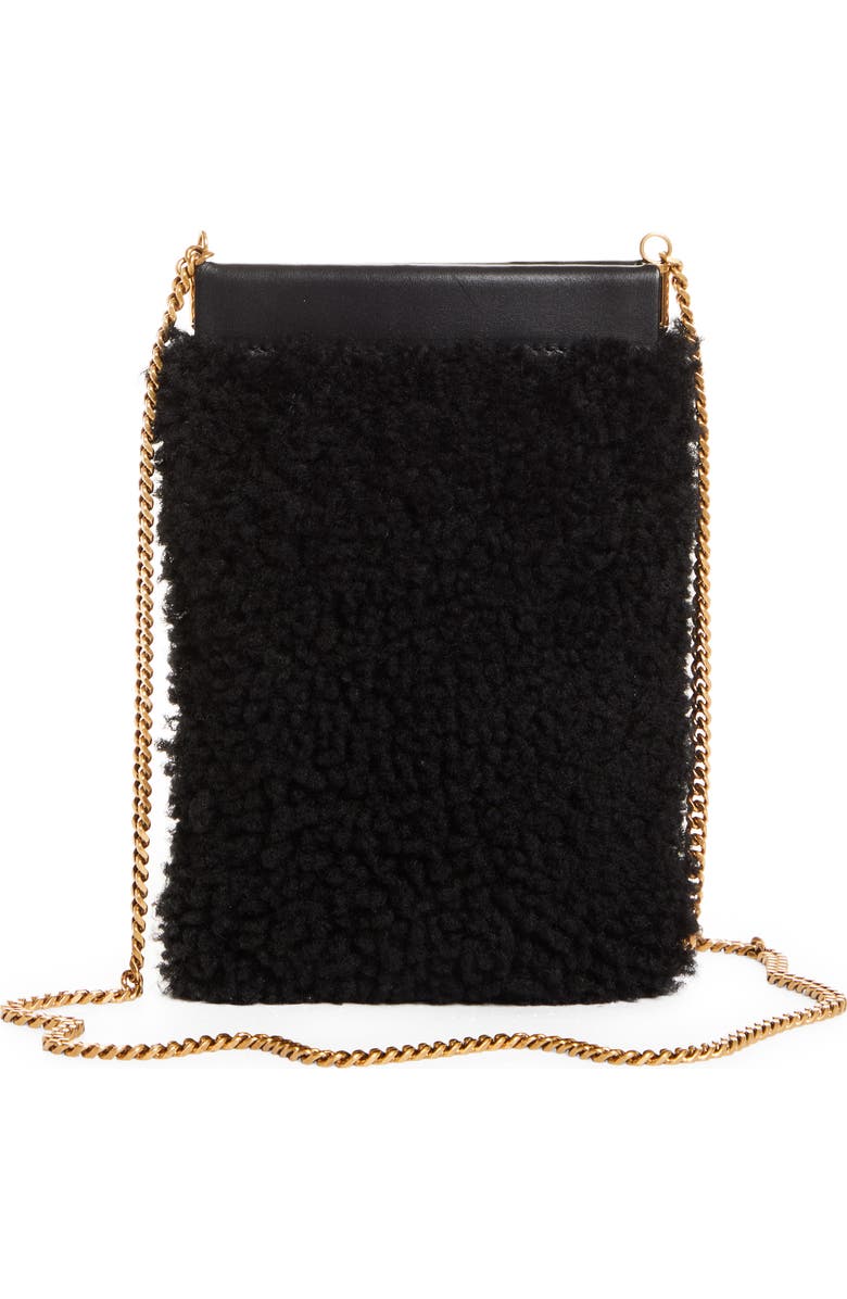 Saint Laurent Mini Pac Pac Genuine Shearling Shoulder Bag, Alternate, color,