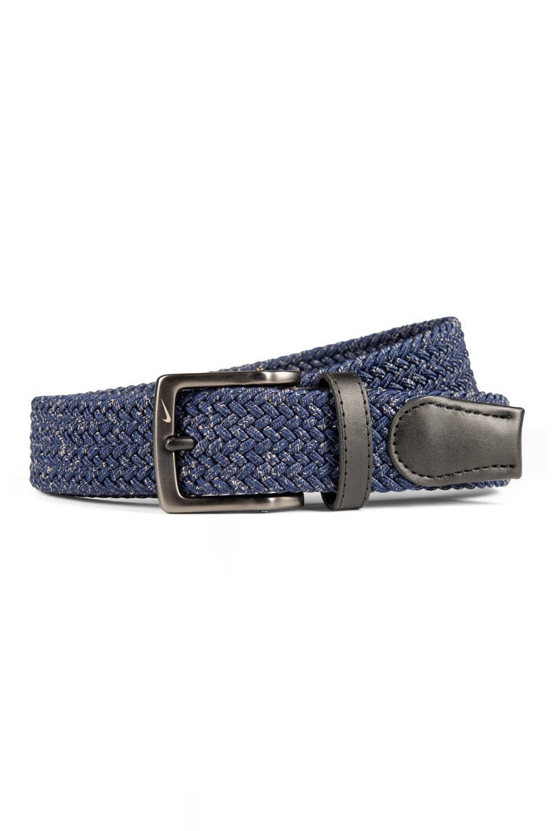 Woven Stretch Belt, Main, color, NAVY