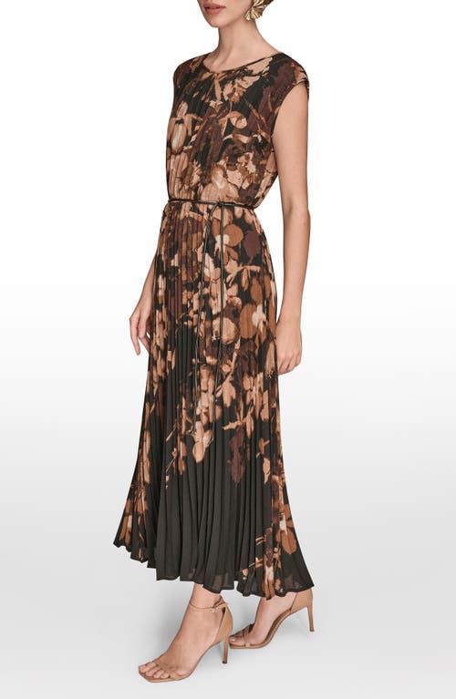 Donna Karan New York Belted Floral Georgette Midi Dress In Multi