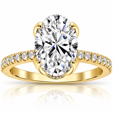 Certified 3 1/2ct Oval Diamond Mia Engagement Ring Lab Grown Hidden Halo