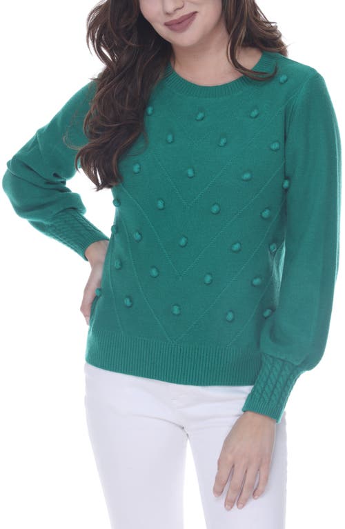Rain And Rose Pom Crewneck Sweater In Green
