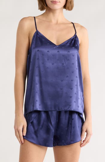 Splendid Satin Cami Short Pajamas In Blue