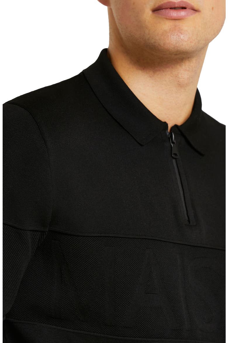 Men's Maison Long Sleeve Cotton Polo, Alternate, color, BLACK