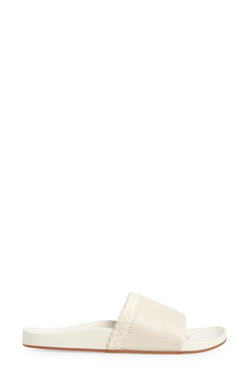 Olukai Pākea Leather Slide Sandal In White Sand/white Sand