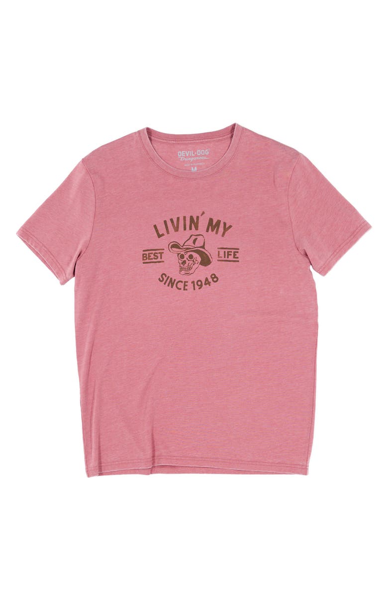 Devil-Dog Dungarees Livin' My Best Life Graphic T-Shirt, Alternate, color, Medium Pink
