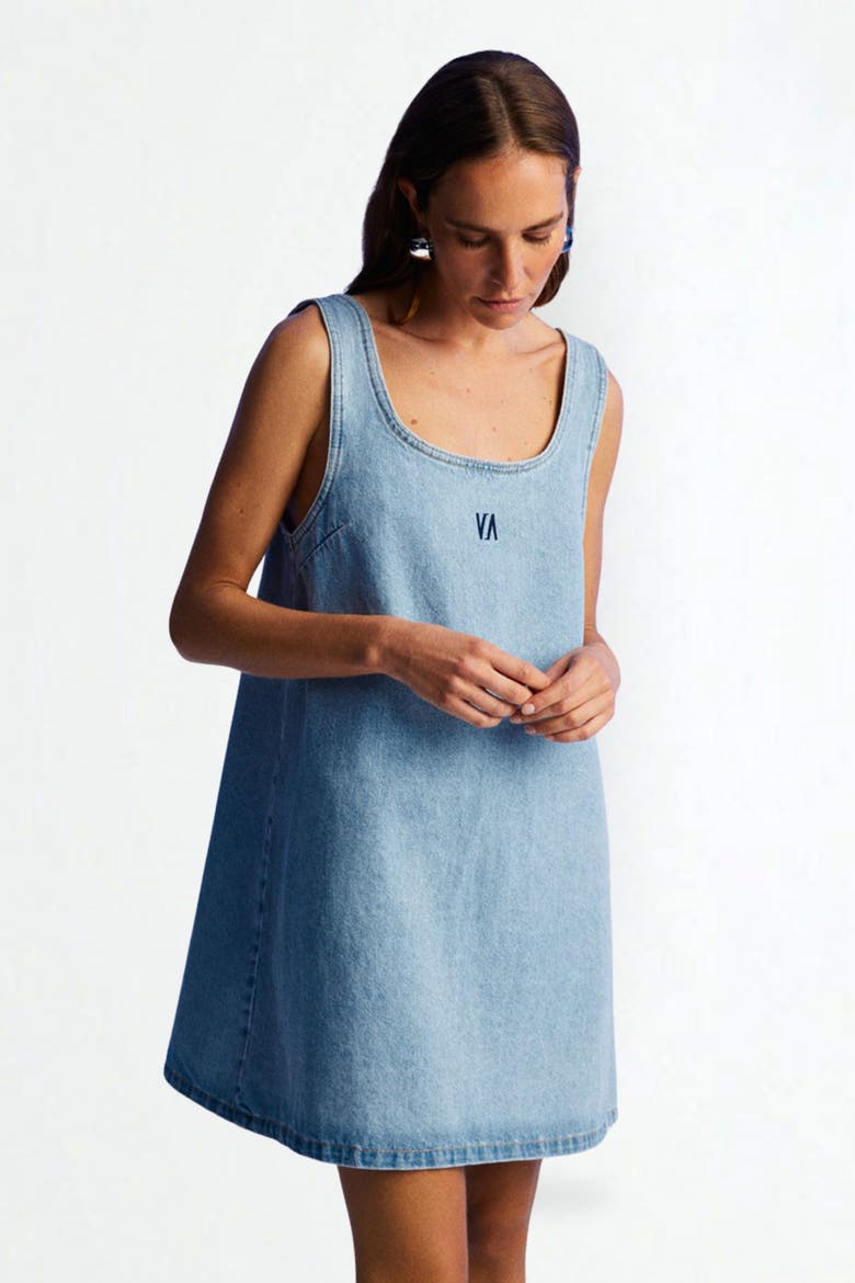Jean Dress with Thick Straps, Alternate, color, Blue