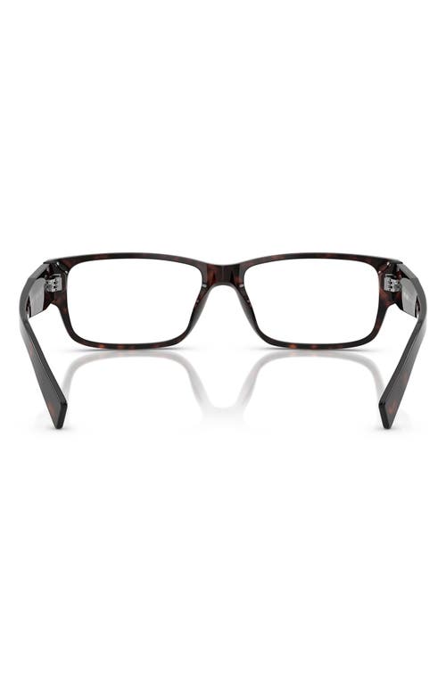 Prada 57mm Rectangular Optical Glasses In Brown Havana