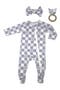 Checkered Footie, Headband & Teether Set