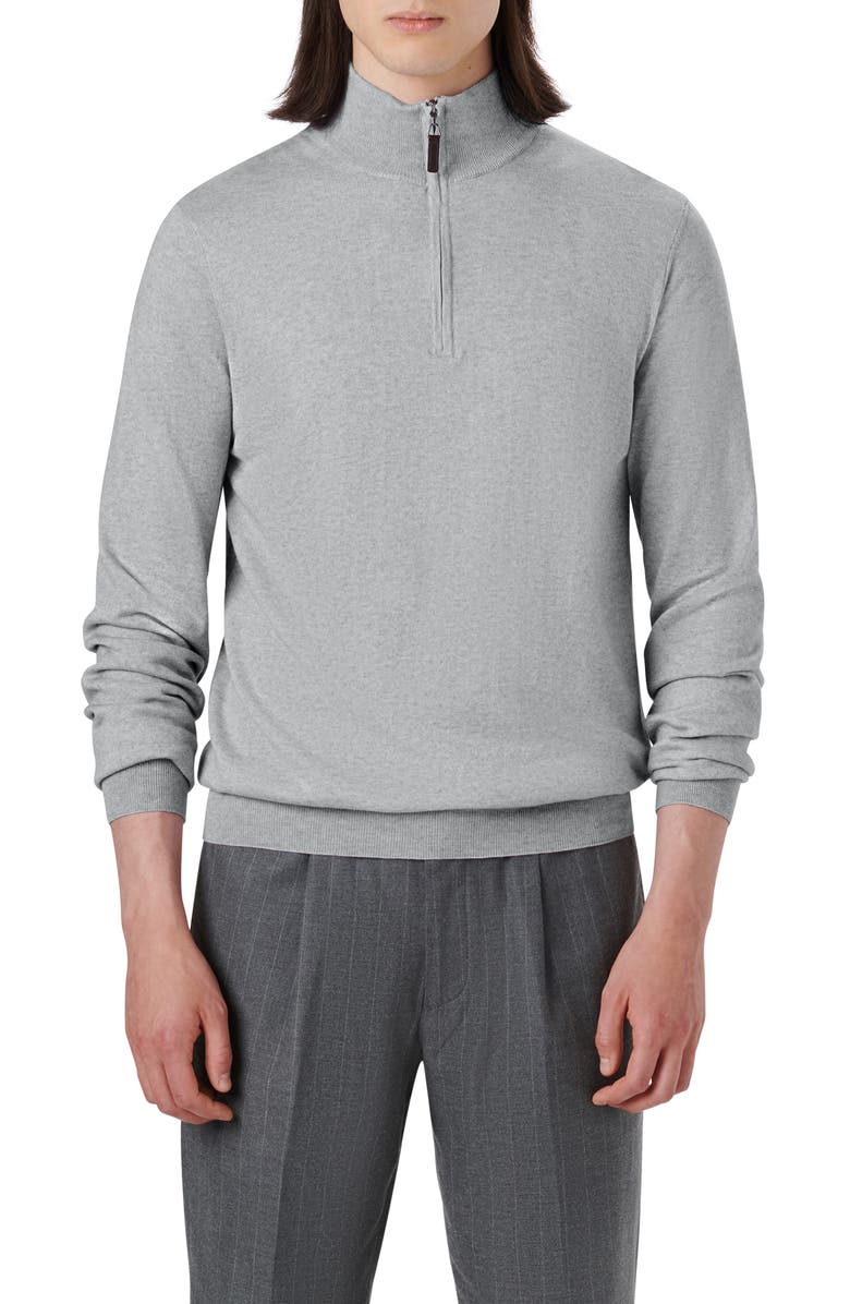 Bugatchi Cotton & Cashmere Quarter Zip Sweater, Main, color, 