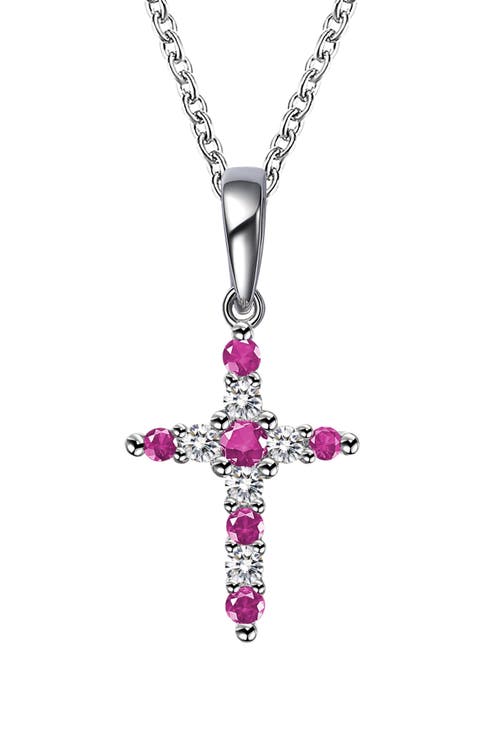 Birthstone Cross Pendant Necklace