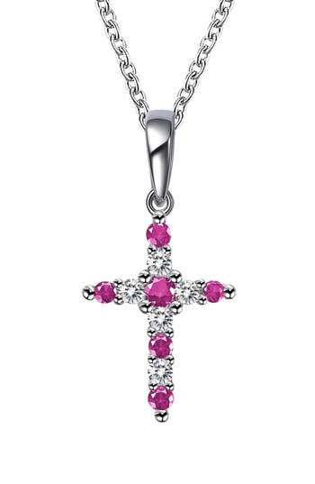 Lafonn Birthstone Cross Pendant Necklace In Multi