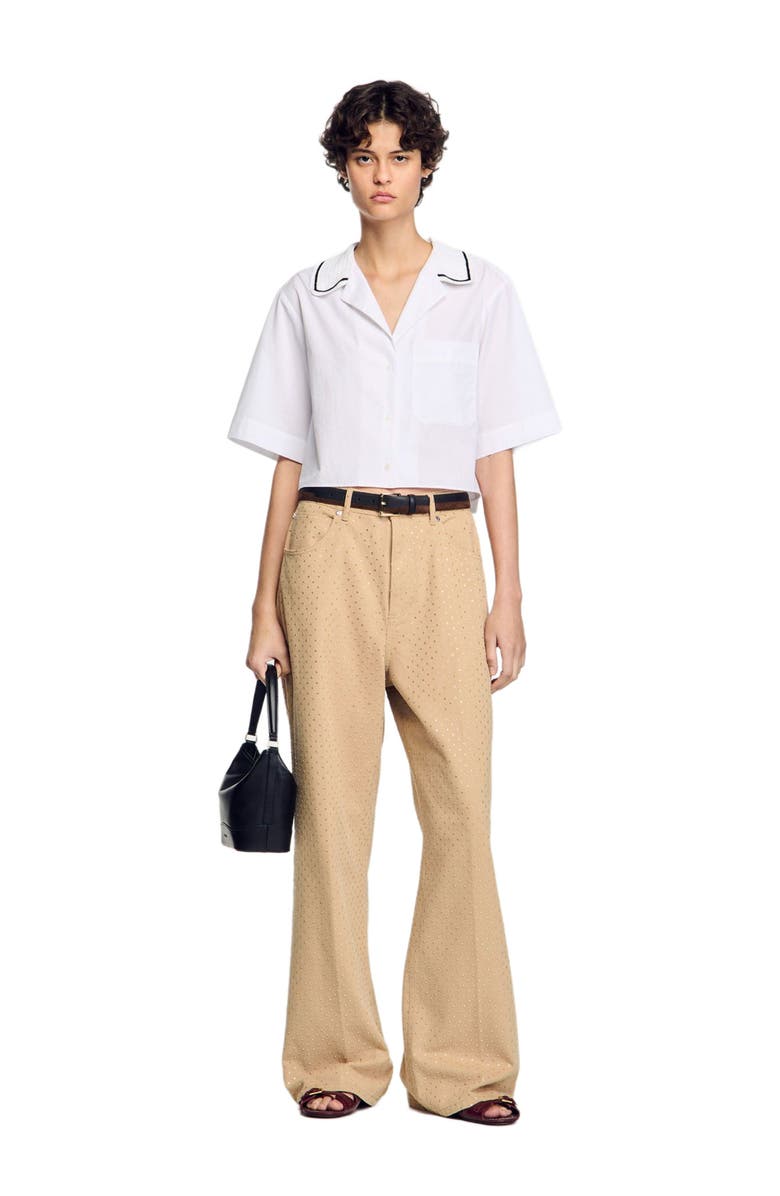 SANDRO Crochet collar shirt, Alternate, color, 