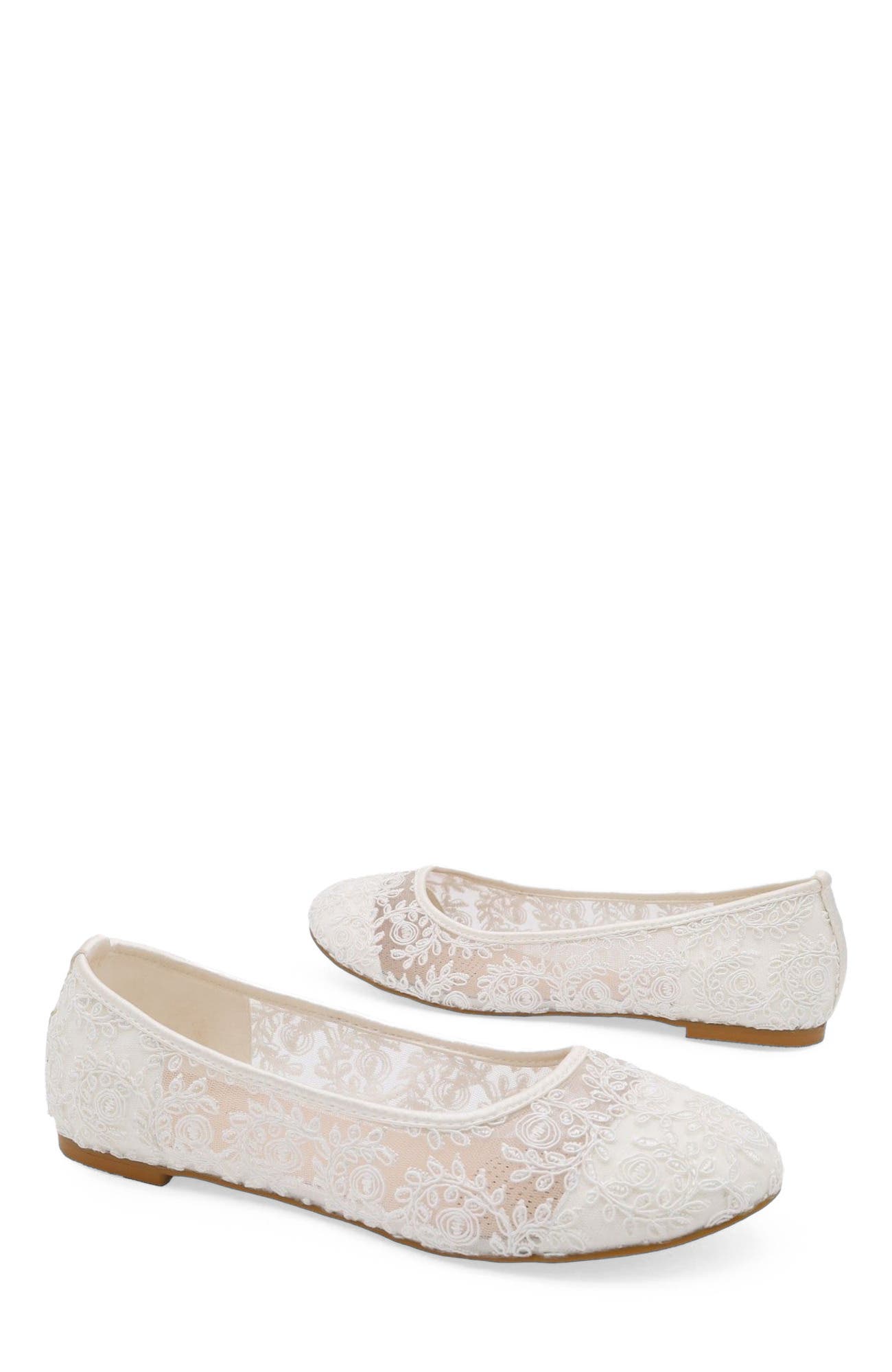 Kailee P Baba Crochet Lace Ballet Flats, Alternate, color, White