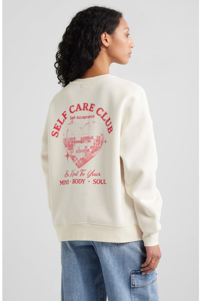Graphic Sweatshirt, Main, color, IVORY- RED SELF LOVE CLUB