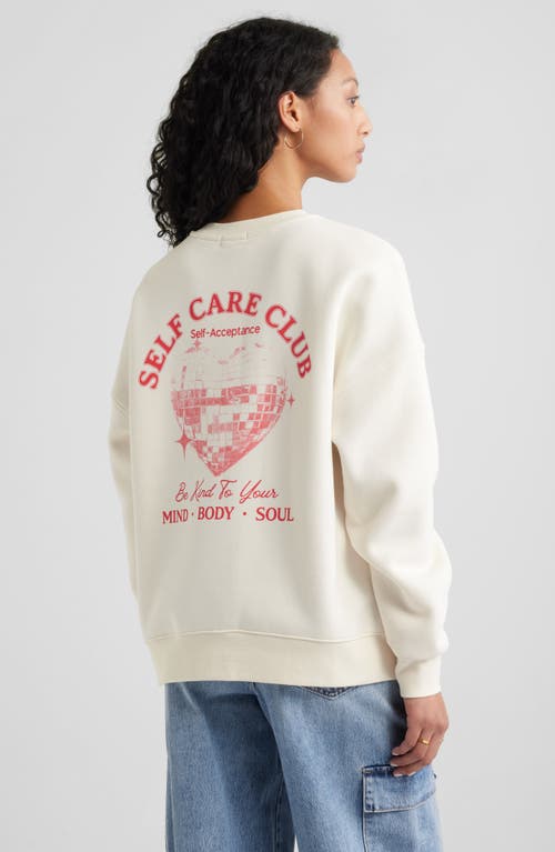 Bp. Graphic Sweatshirt In Ivory- Red Self Love Club