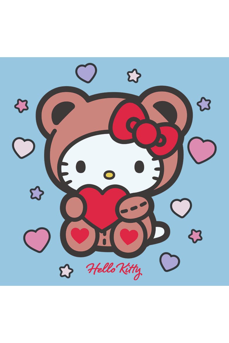 Boy's Hello Kitty Cute Valentine Bear  Graphic T-Shirt, Alternate, color, Light Blue