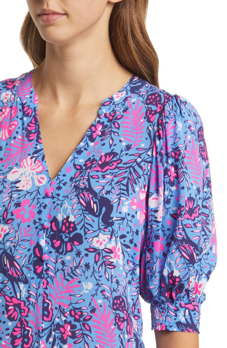 Lilly Pulitzer<sup>®</sup> Andrei Floral Elbow Sleeve Maxi Dress, Alternate, color,