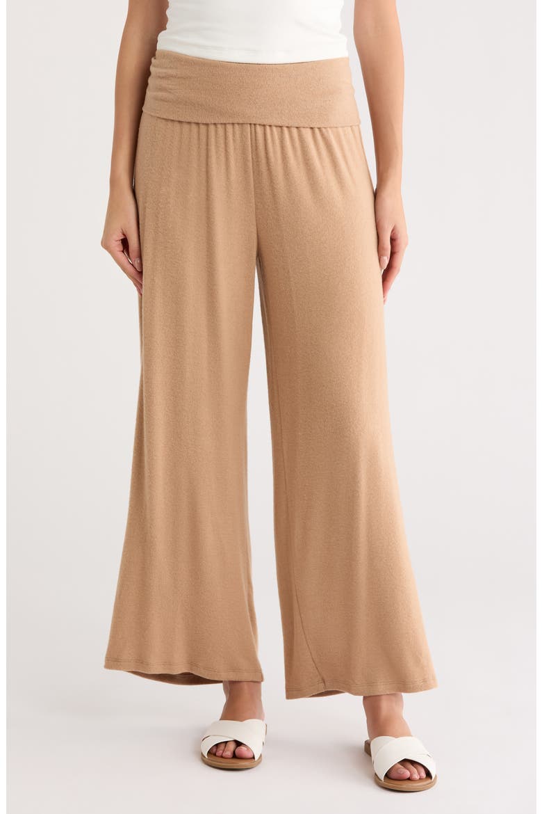 Foldover Waist Wide Leg Pants, Main, color, DARK TAUPE
