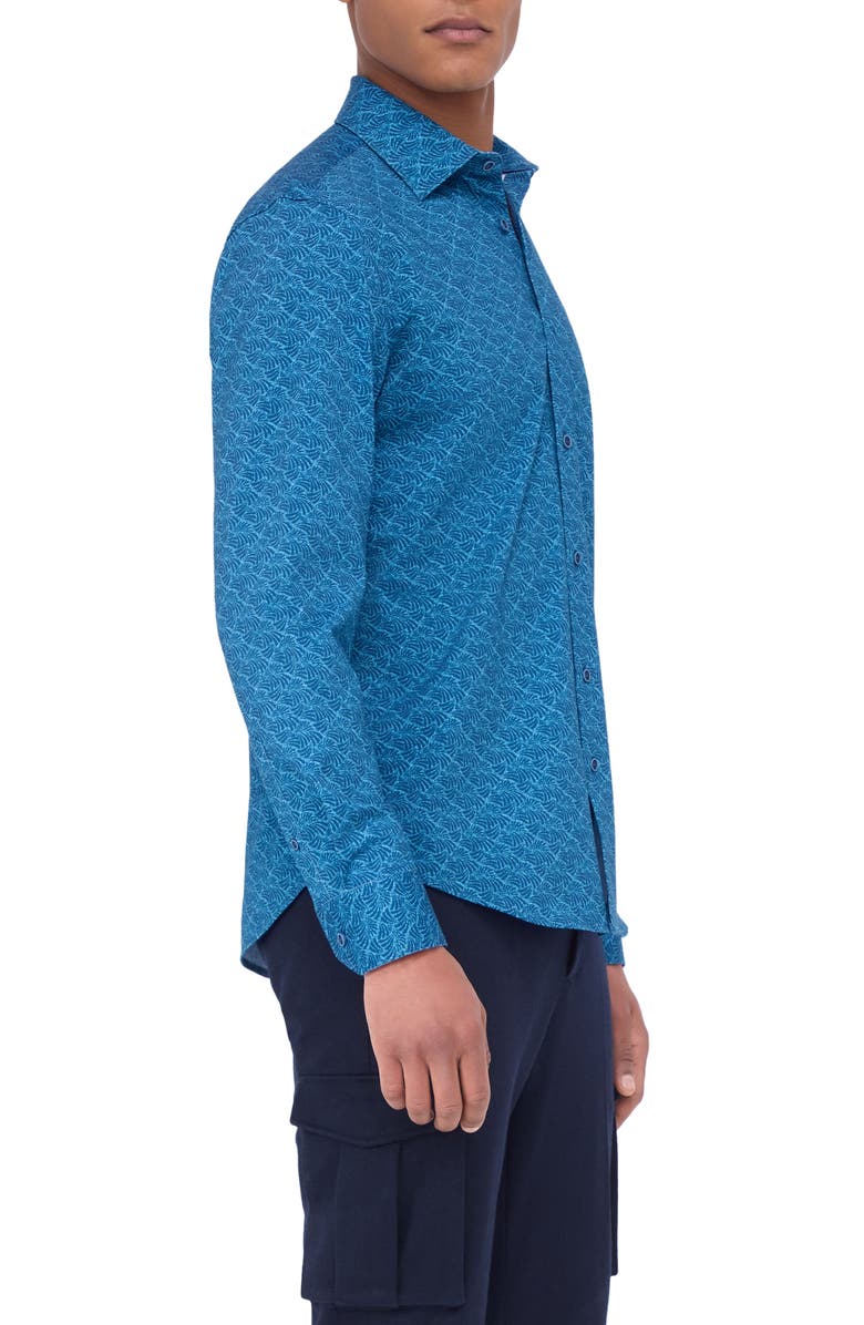 Bugatchi James OoohCotton<sup>®</sup> Abstract Print Button-Up Shirt, Alternate, color, Night Blue