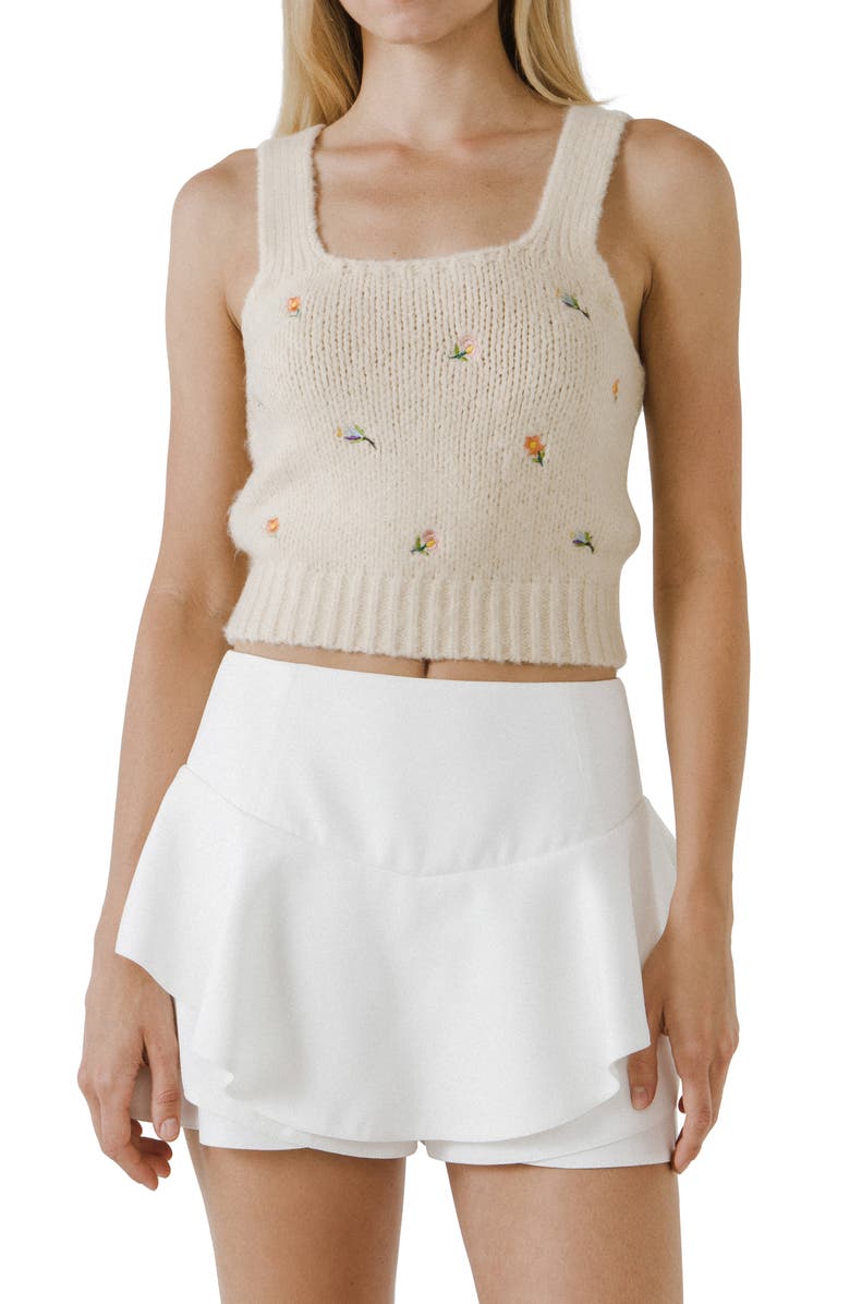 English Factory Embroidered Sweater Tank, Main, color, 