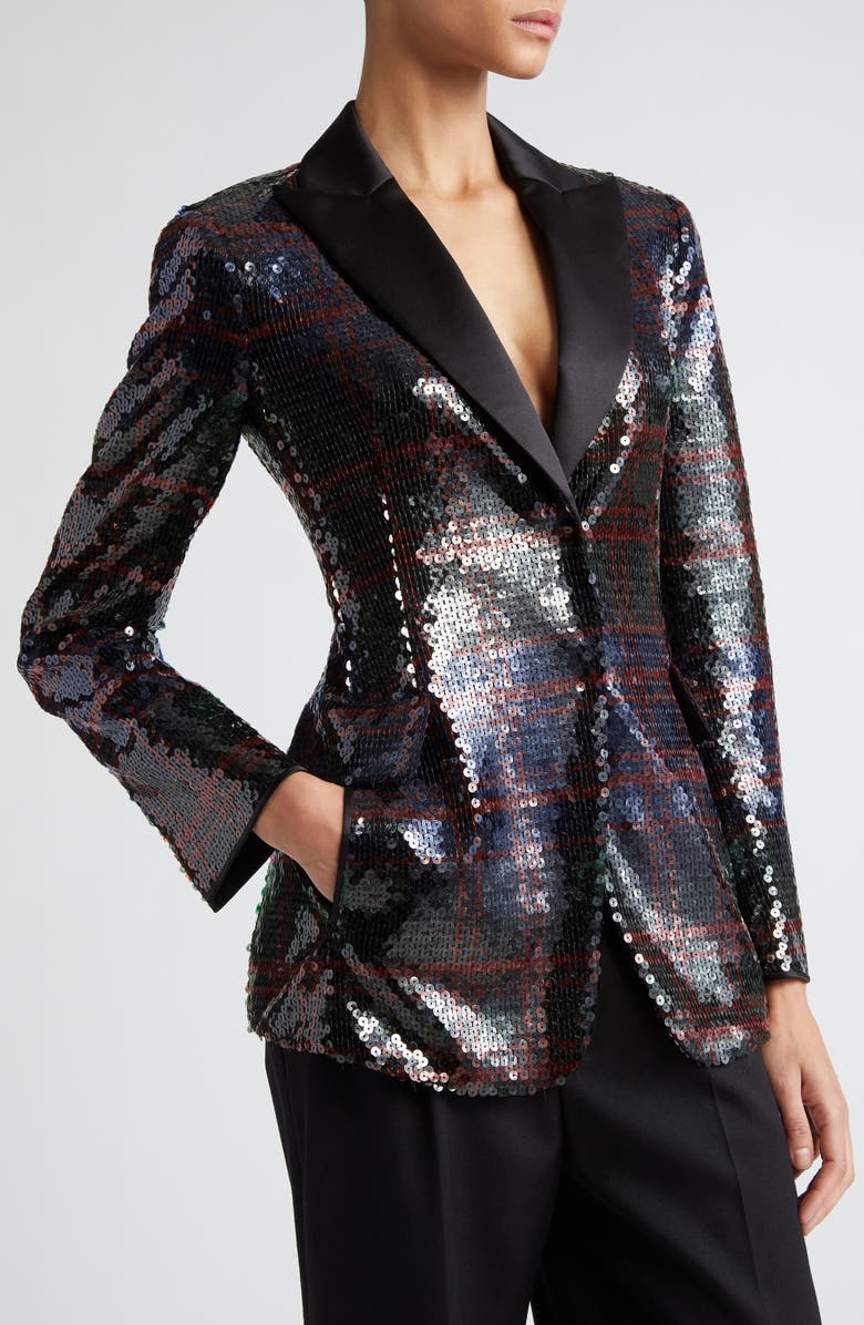 Akris Sequin Plaid Blazer, Alternate, color, 