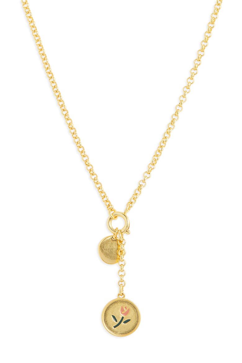 Enamel Tulip Y-Necklace, Main, color, CORAL MULTI