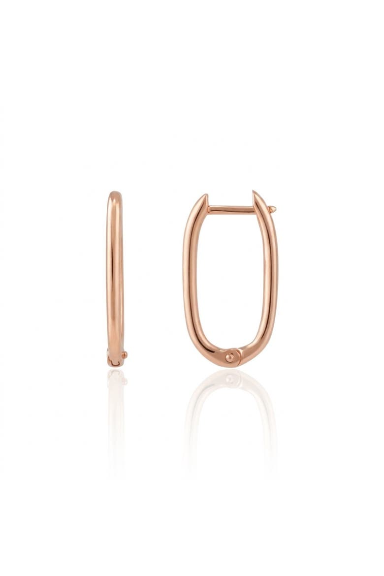 Oval Rectangular Sterling Silver Hoop Earring, Main, color, Rose gold