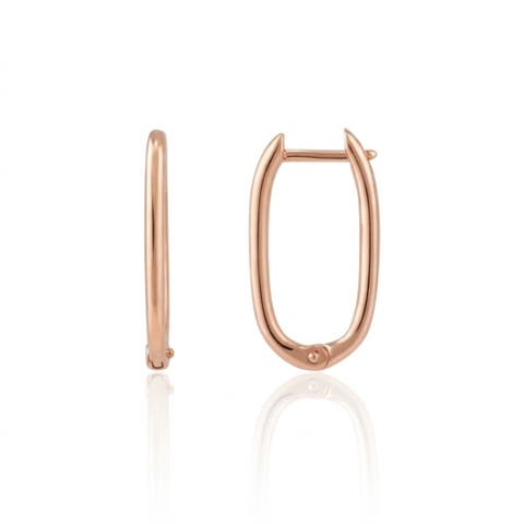 Oval Rectangular Sterling Silver Hoop Earring