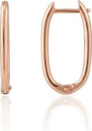 Spero London Oval Rectangular Sterling Silver Hoop Earring