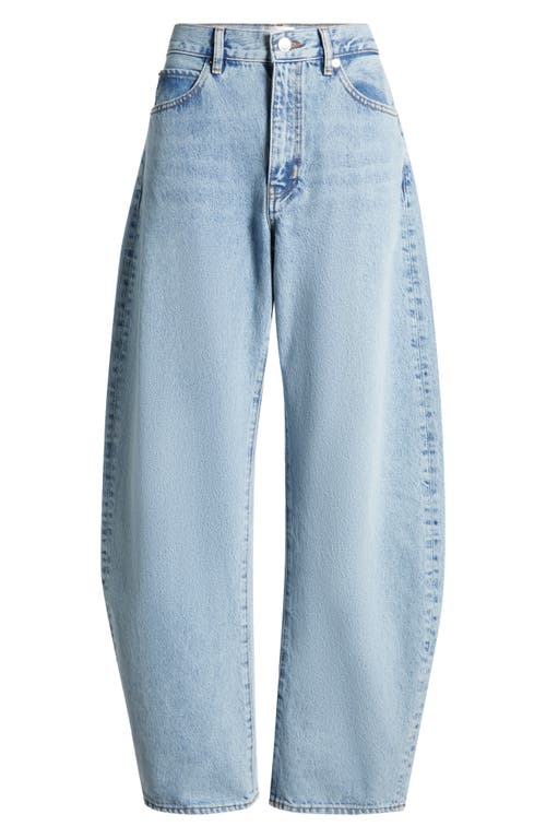 Frame The Bubble High Rise Barrel Leg Jeans In Blue