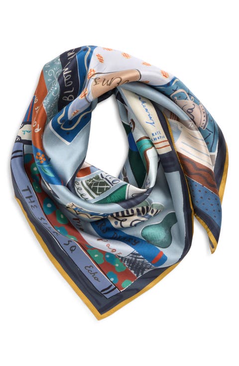 Bookworm Silk Square Scarf