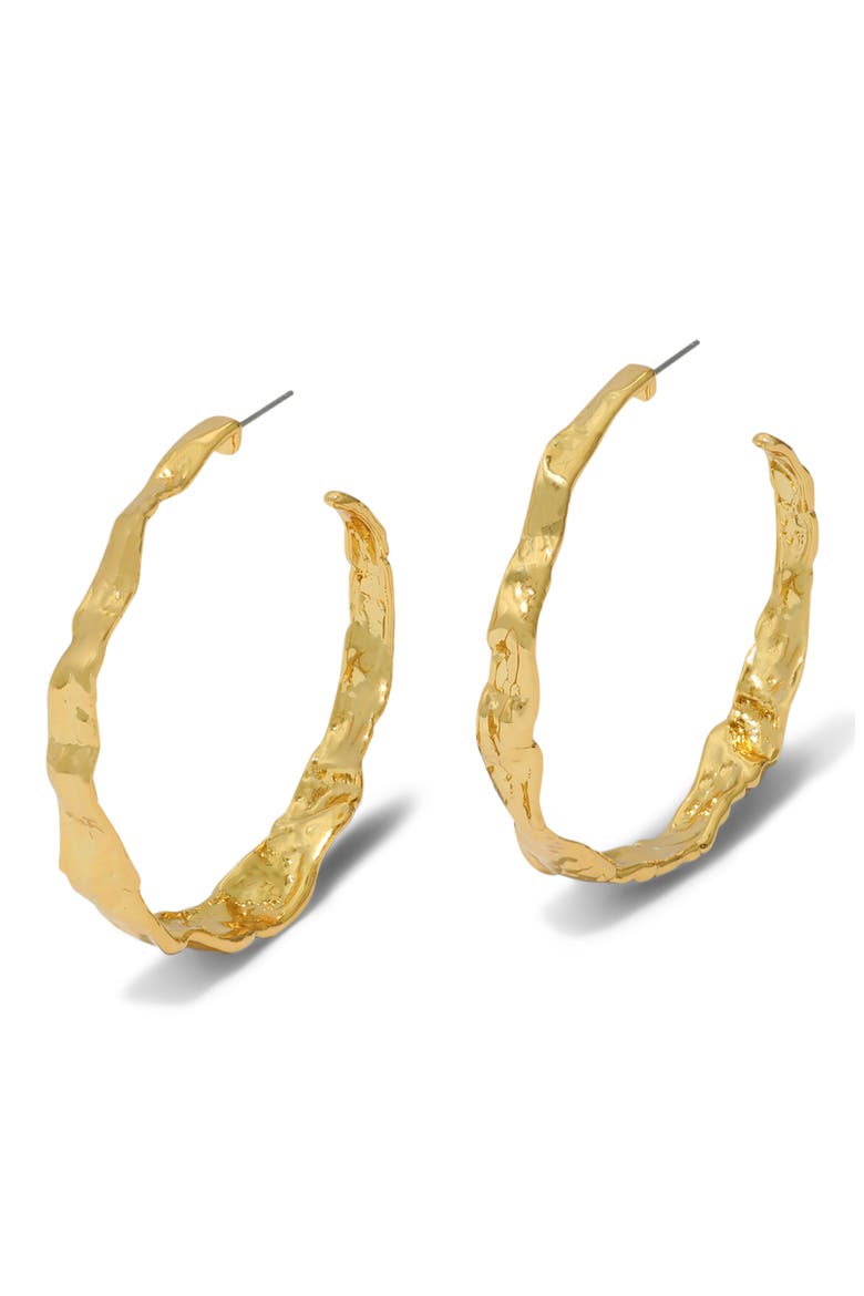 Brut Textured Hoop Earrings, Main, color, GOLD